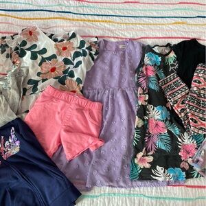Lot Of 9 Girl's size 10 Dresses Leggings Capri Shorts Tops Zip Hoodie